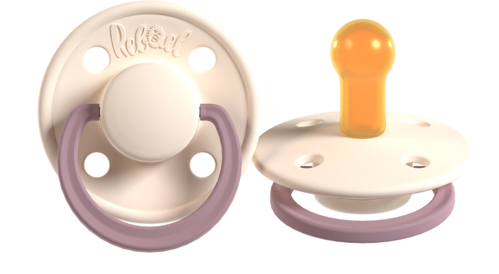 Two baby pacifiers with different designs 