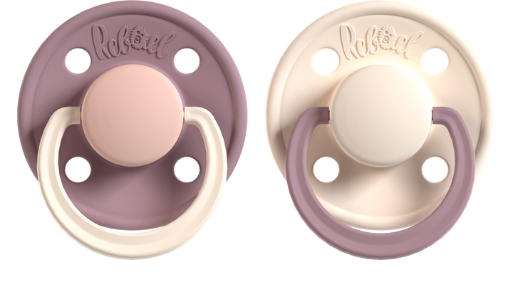 Two baby pacifiers with different color options 