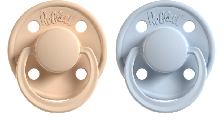 Rebael Mono Collection | Almond &amp; Tiny Sky Pacifier Set