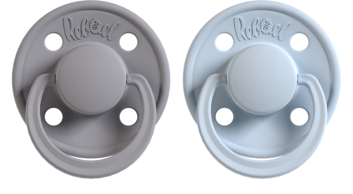 Rebael Mono Collection | Pewter &amp; Tiny Sky Pacifier Set