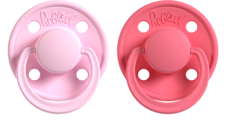 Rebael Mono Collection | Sweet Pink &amp; Salmon Pacifier Set