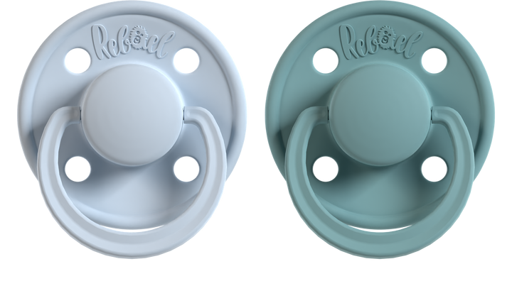 Rebael Mono Collection | Tiny Sky &amp; Powder Pacifier Set